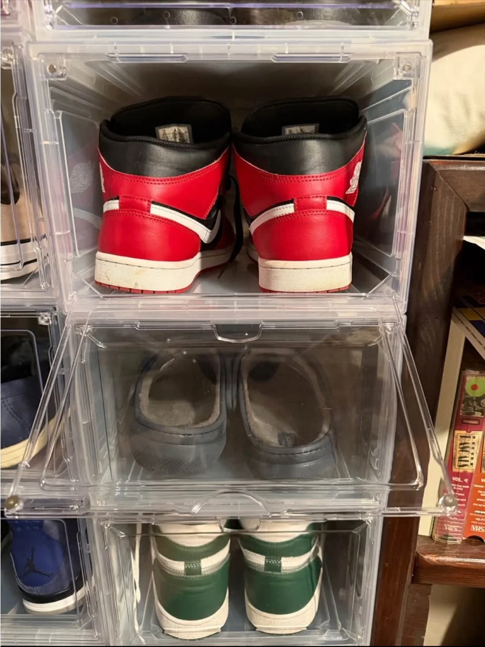 Clear Stackable Shoe Storage Boxes - Transparent Organizer Magnetic